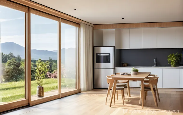 에너지 배분 최적화와 환경적 영향 - **Prompt 1: Smart Home Energy Hub**
    A bright, clean, and modern living room or kitchen in a Japa...