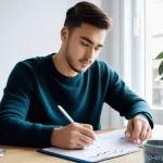 에너지 배분의 경제적 이점 - **Prompt:** A young adult, either male or female, sitting at a perfectly organized, minimalist desk ...