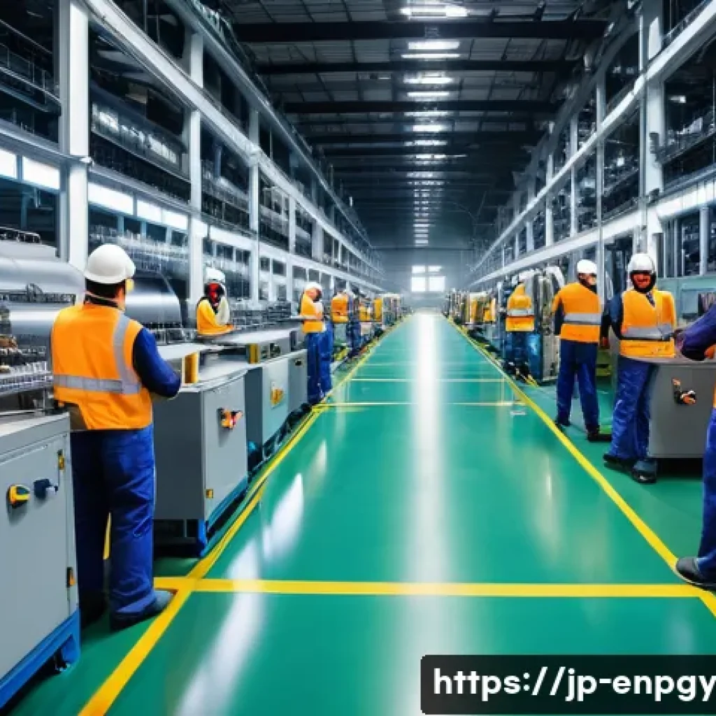 산업별 에너지 배분 전략 - An industrial factory interior scene showcasing a modern steel manufacturing plant with large machin...
