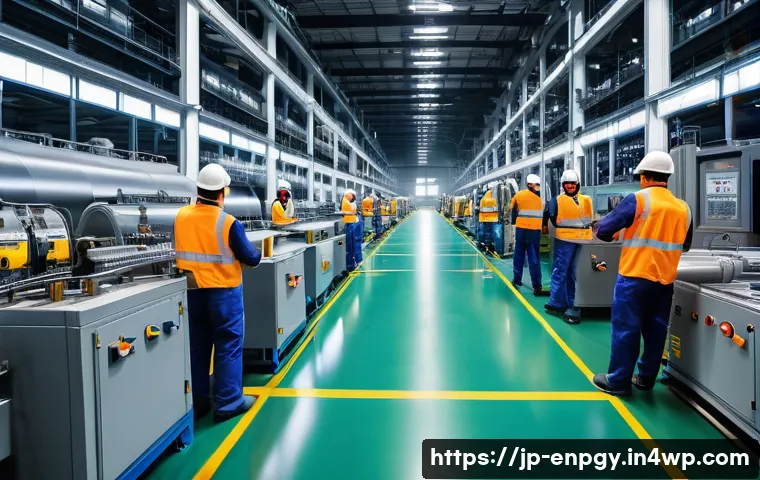 산업별 에너지 배분 전략 - An industrial factory interior scene showcasing a modern steel manufacturing plant with large machin...