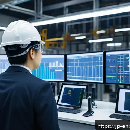에너지 배분 최적화를 위한 비즈니스 모델 - A modern industrial factory interior equipped with numerous smart sensors installed on machines and ...