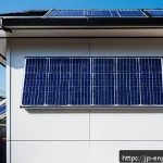 국제 에너지 기구의 배분 가이드라인 - A modern Japanese suburban home featuring a rooftop solar panel array under a clear blue sky, with a...