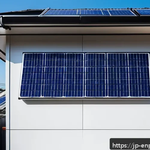 국제 에너지 기구의 배분 가이드라인 - A modern Japanese suburban home featuring a rooftop solar panel array under a clear blue sky, with a...